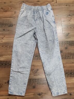 Vintage 80s Gitano Logo Acid Wash Pull On Jean Stretch Streetwear Retro Taper L